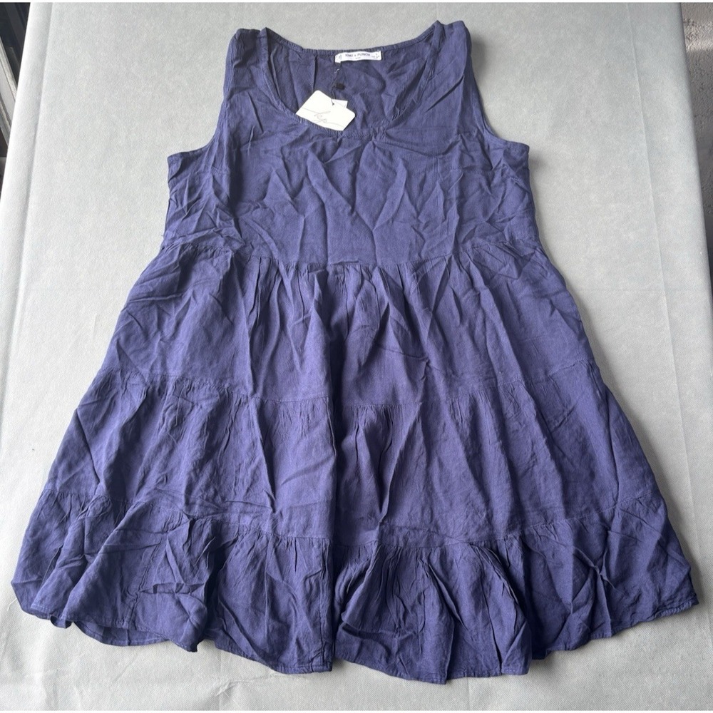 Kiwi & Punch Women Tank  Dress Size Large Navy Blue Sleeveless Preppy